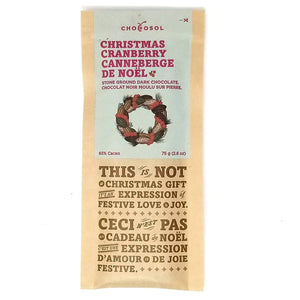 Chocosol Christmas Cranberry Dark Chocolate Bar