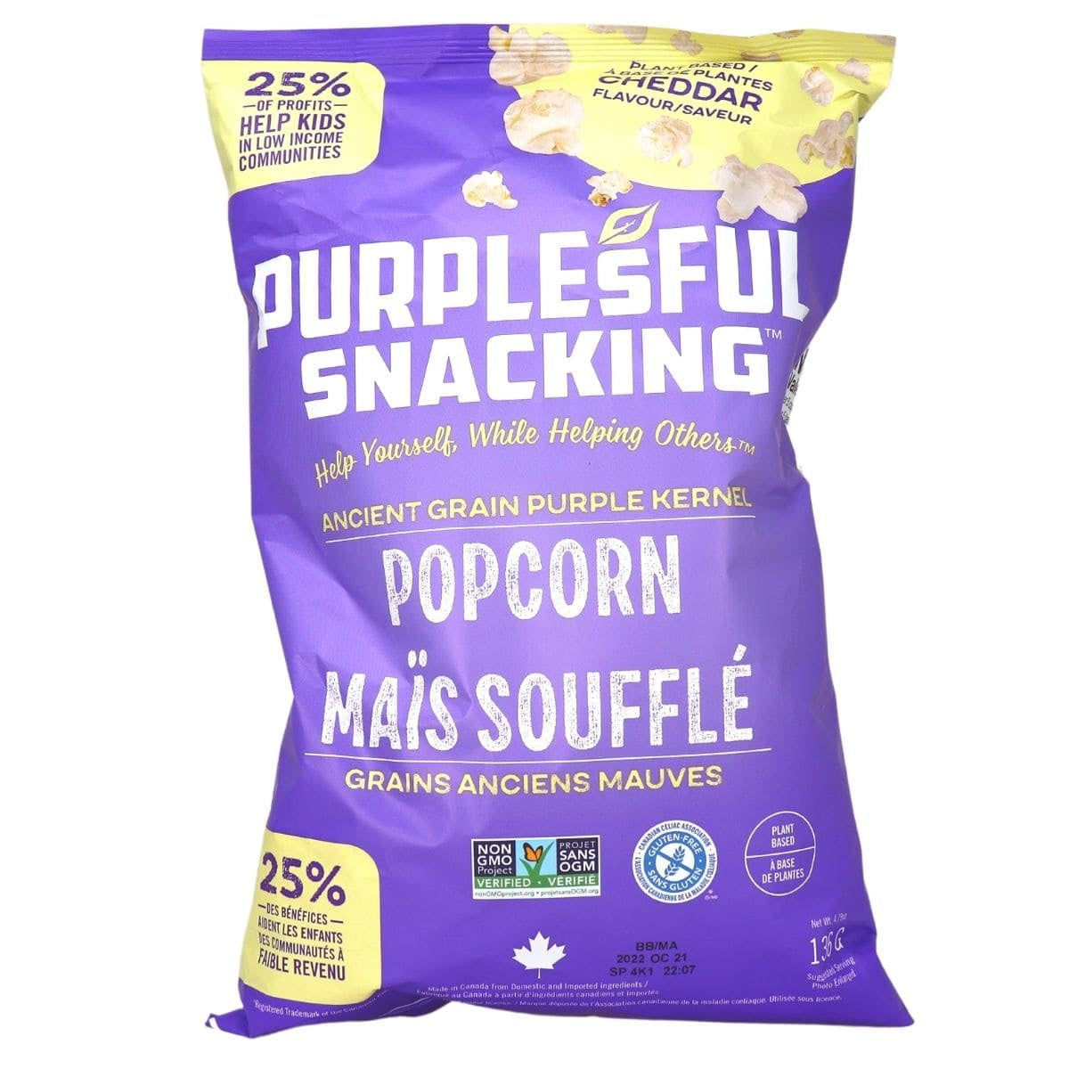 Purplesful Snacking Plant Based Cheddar Popcorn