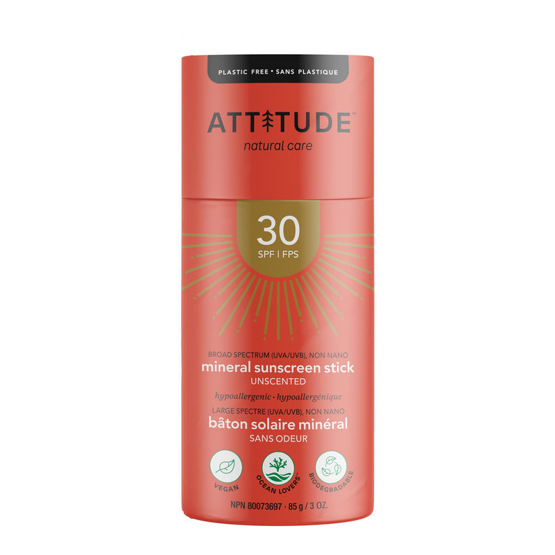 Attitude Plastic Free Mineral Sunscreen Stick SPF 30
